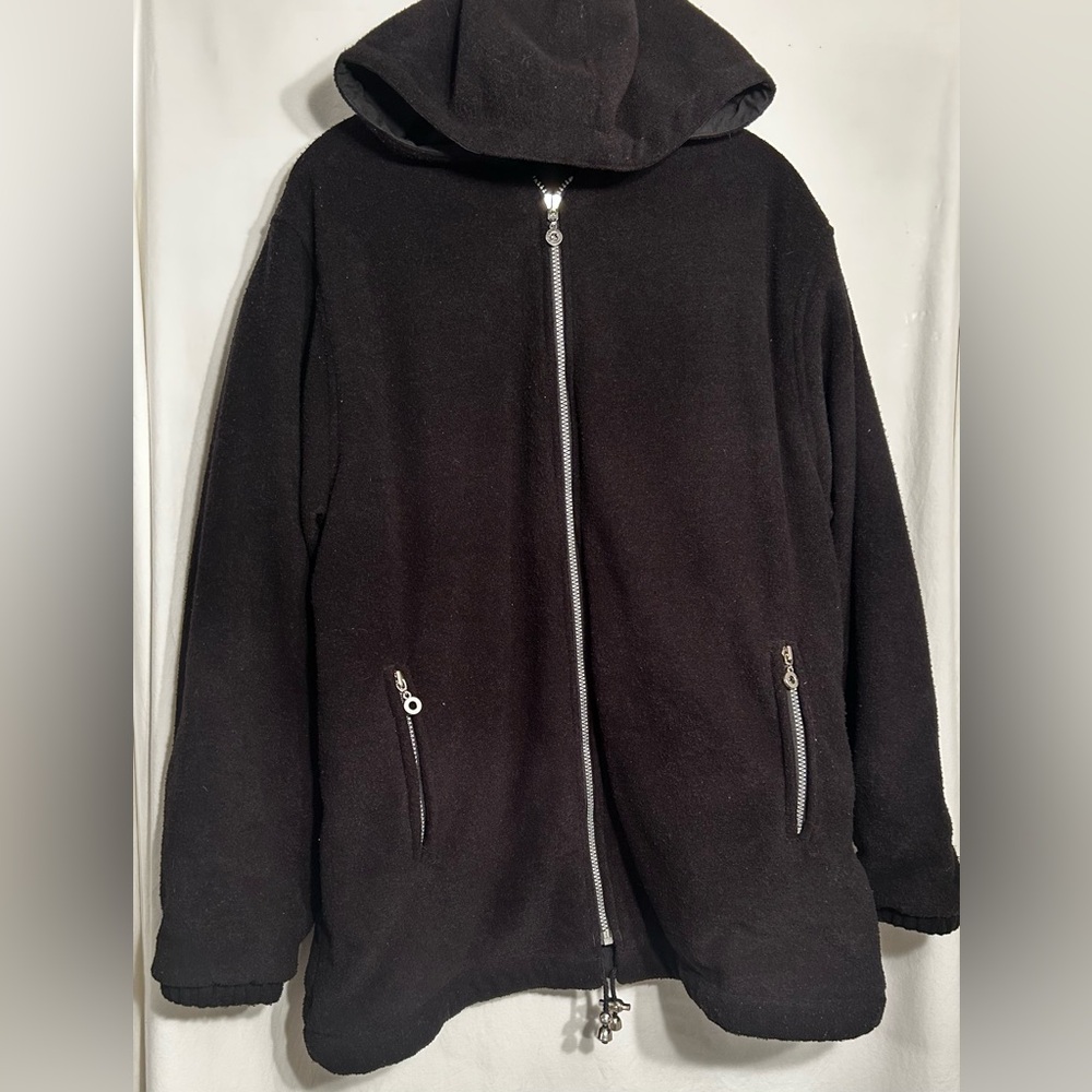 WOMENS XL DOUBLE SIDED TWO WAY BLACK HOODED JACKET